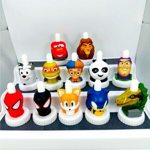 Good 2 Grow Juice Bottle Toppers Lot Of 12 Mixed Characters.